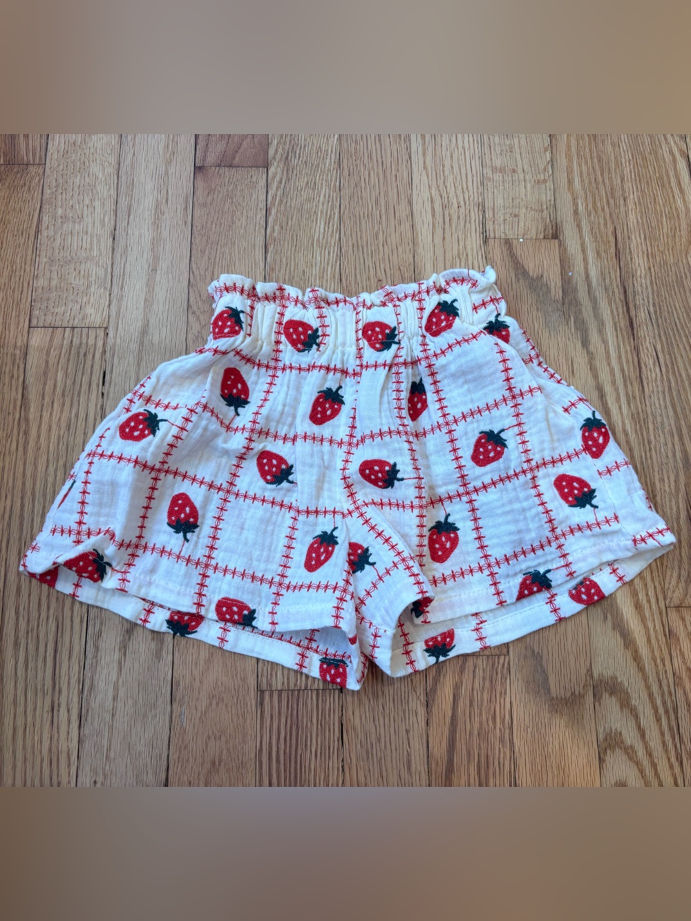 Zara girls’ embroidered strawberry shorts